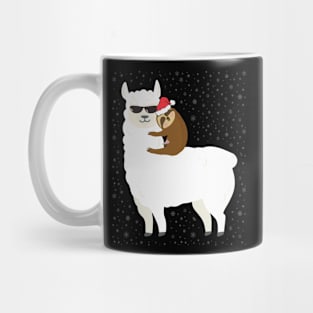 Sloth Riding Llama Cute Christmas Mug